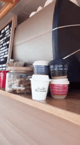 reusable or home compostable mugs offered at sustainable cafes